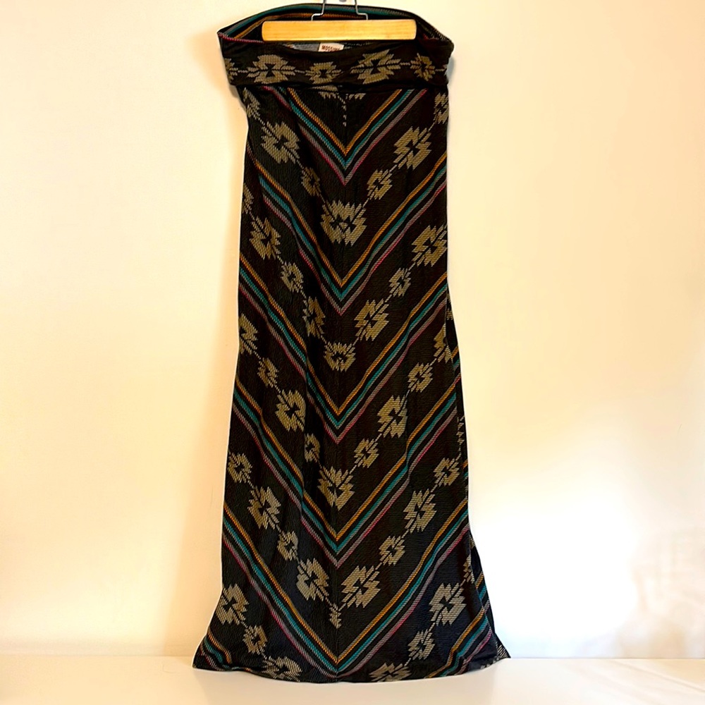 Mossimo Supply Co Gray w/Multicolor Print Maxi Skirt